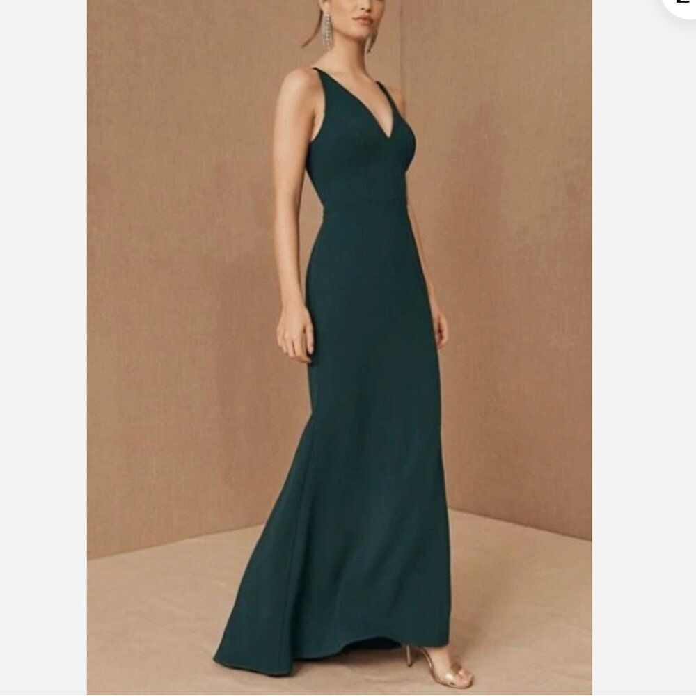 BHLDN | Deep Teal V-Neck Mermaid Maxi Formal Gown Bridesmaid Dress Size US 4